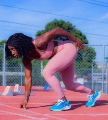 Orane Fraser daughter Shelly-Ann Fraser-Pryce in the training.